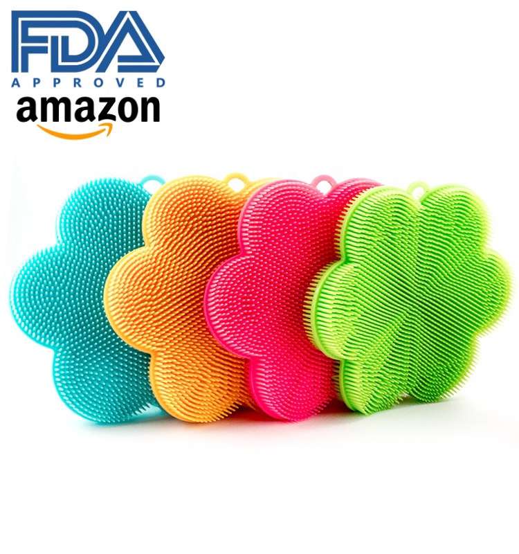 2020 NEW Amazon Product Flower Silicone Kitchen Dish Scrubber